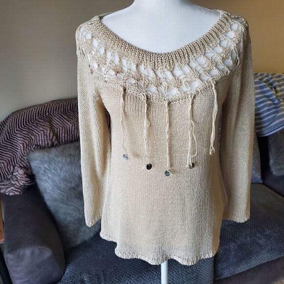 Skavhuus Beachy Boho knit crochet sweater Medium - Picture 1 of 11